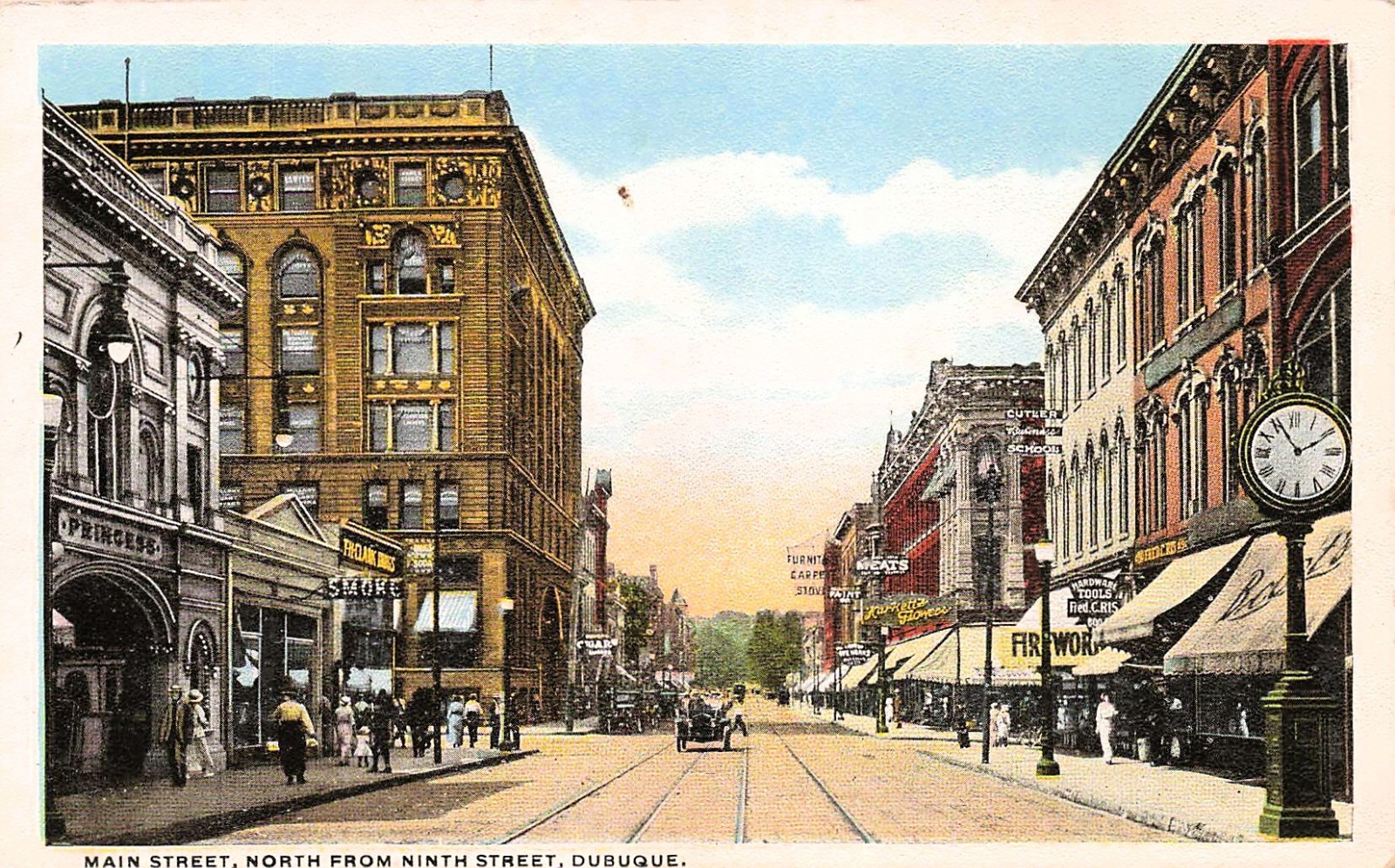 Dubuque IA Iowa Main Street Downtown Early 1900s Princess Theater Postcard 1A