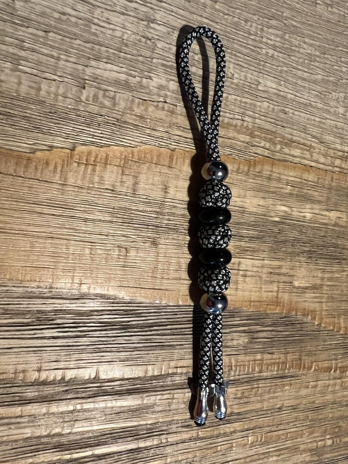 Paracord Knife Lanyard With Sterling Silver Rope End Beads. GD Skulls Creation