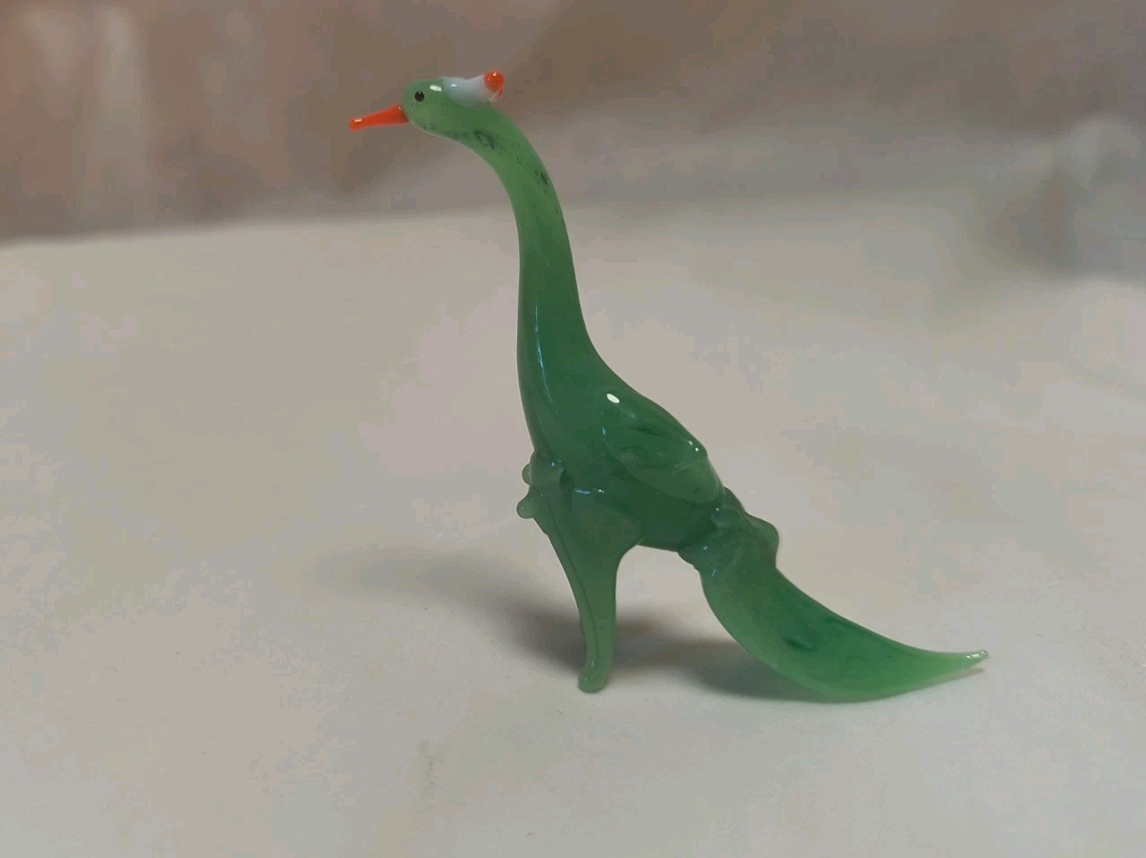 Vintage Miniature Green Glass Pheasant? Bird Figurine Lampwork Art Animals