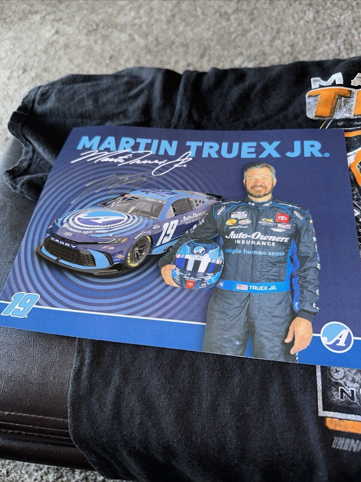 Martin Truex Jr Autographed Poster/T-Shirt Bundle (Auto-Owners, Bass Pro Shops)