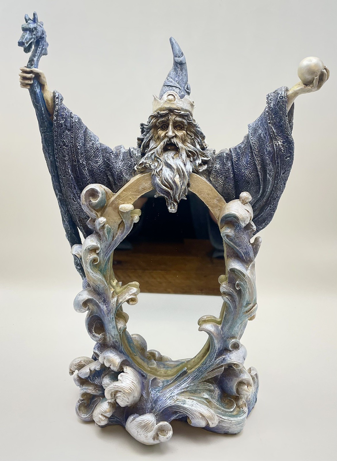 Vintage 1998 Wizards By Vandor Fantasy Standing Wizard Mirror #63050 9” Unique 