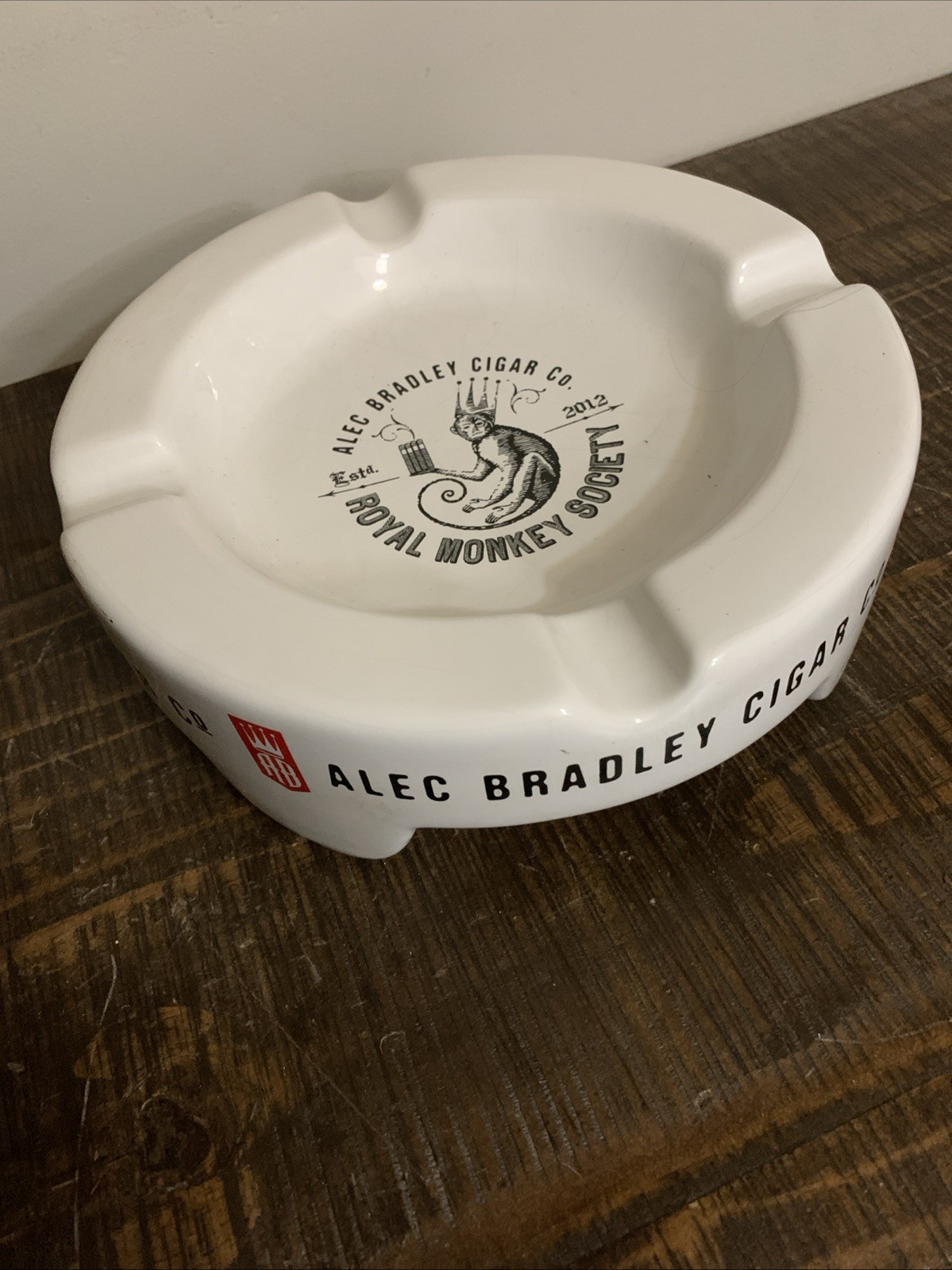 Rare Alec Bradley Royal Monkey Society Cigar Ashtray The Bump Ceramic White