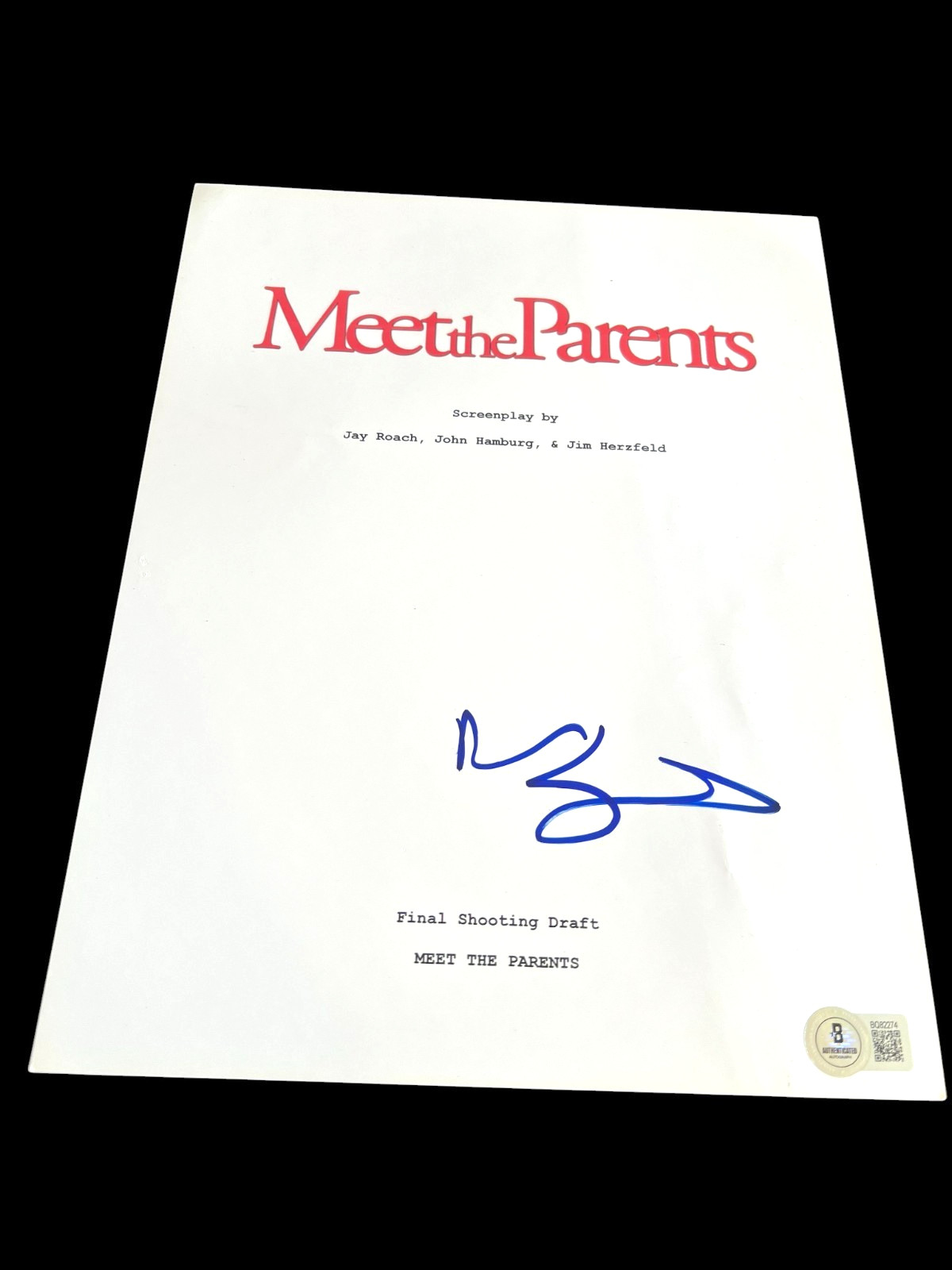 BEN STILLER SIGNED AUTOGRAPH MOVIE SCRIPT MEET THE FOCKERS BECKETT BAS COA E