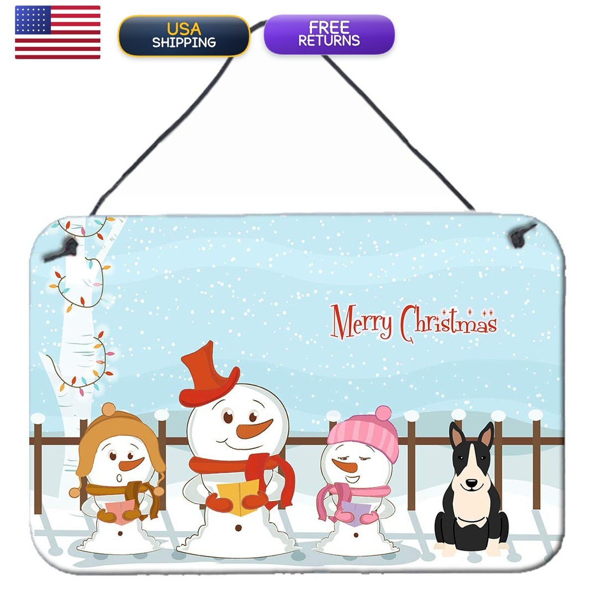 Caroline\'s Treasures BB2464DS812 Merry Christmas Carolers Bull Terrier Black