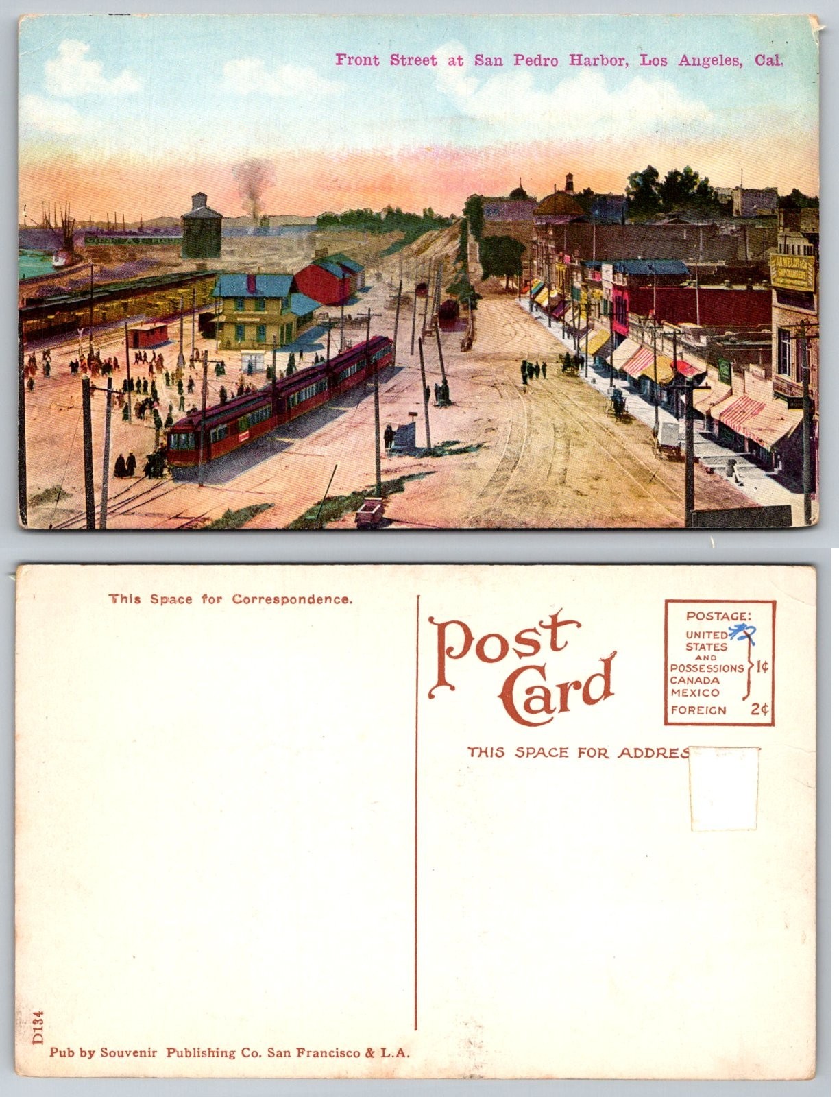 Standard Front Street San Pedro Harbor Los Angeles California Postcard Standard Front Street San Pedro Harbor Los Angeles California Postcard