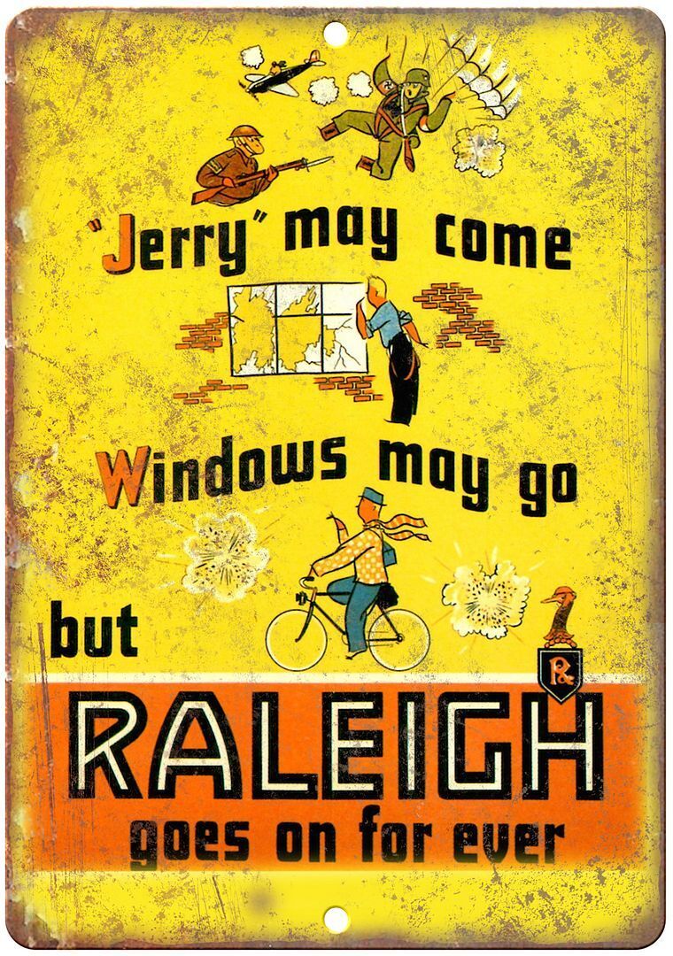 Raleigh Bicycle Vintage Sales Ad Reproduction Metal Sign B307