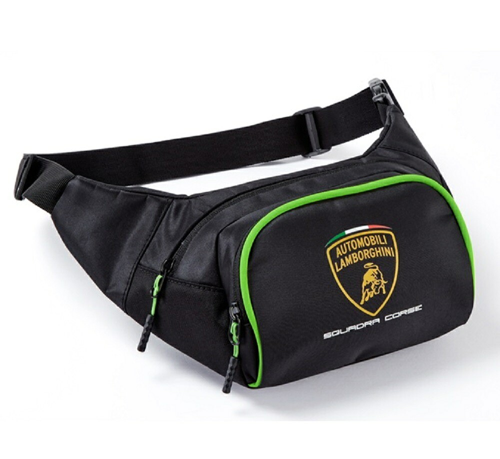 New Official Lamborghini Squadra Corse Waist Body Bag Black Green OEM