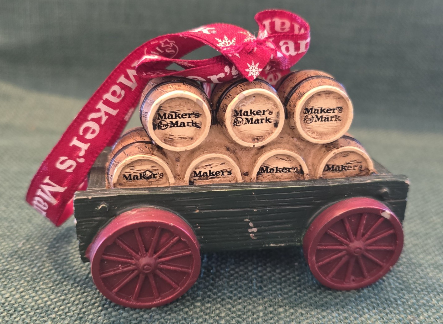 Maker’s Mark Limited Edition Bourbon Barrel Wagon Christmas Holiday Ornament