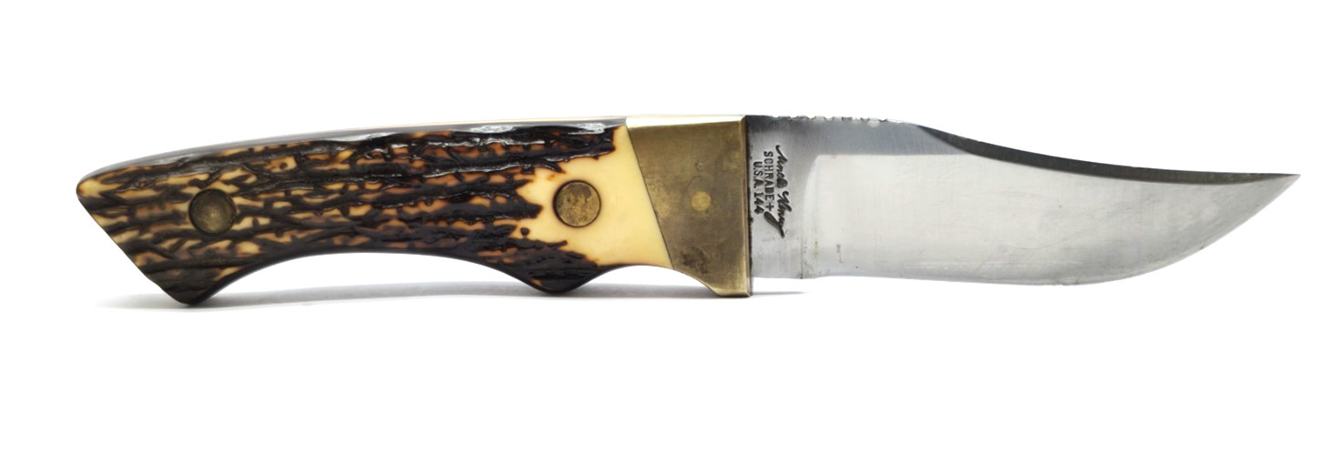 Vintage Schrade Uncle Henry Knife. #144. With Leather Sheath.U.S.A