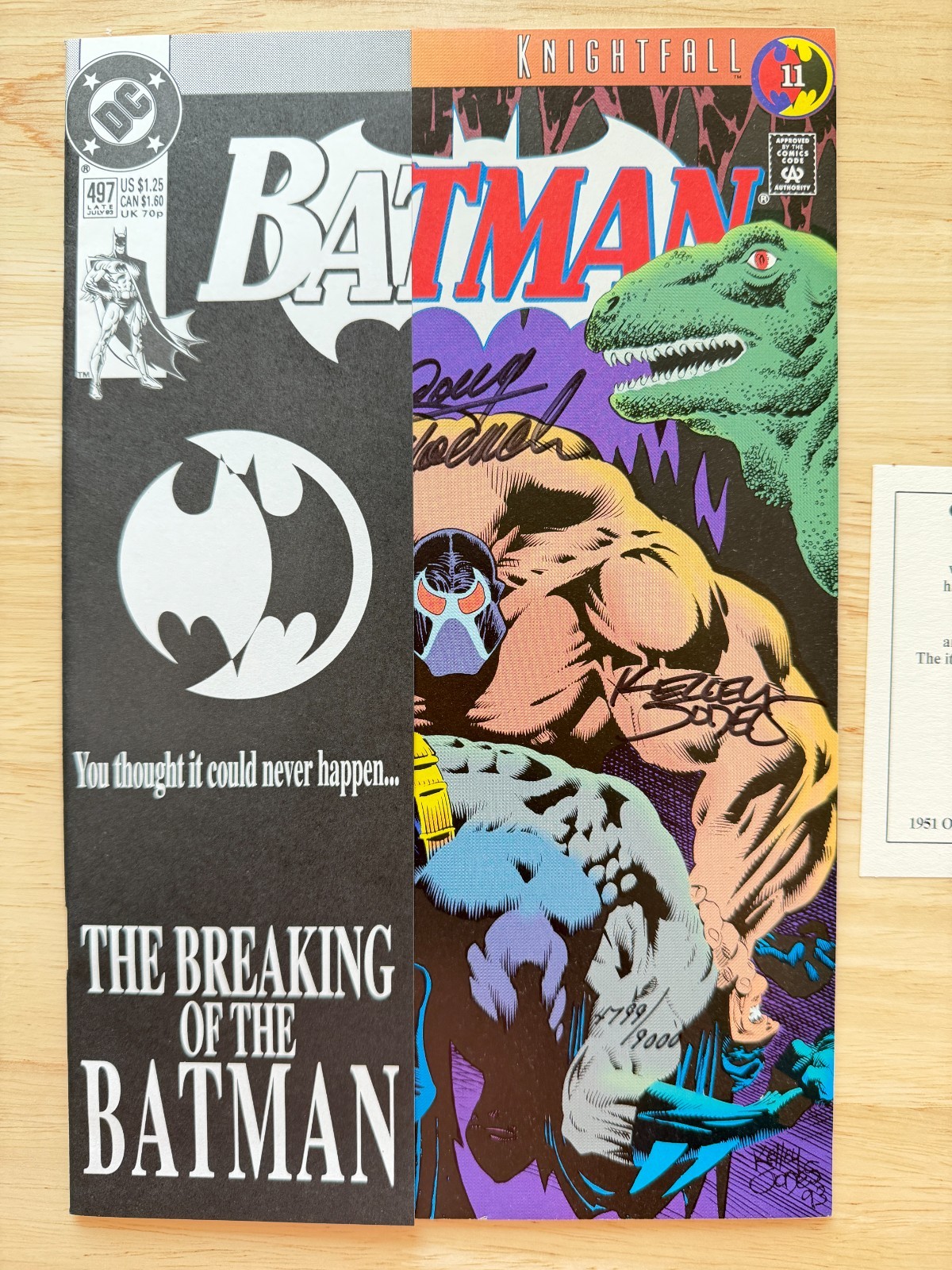 Batman #497 (1993) Knightfall, Limited Edition, Signed by 4  (4799/9000) w/ COA