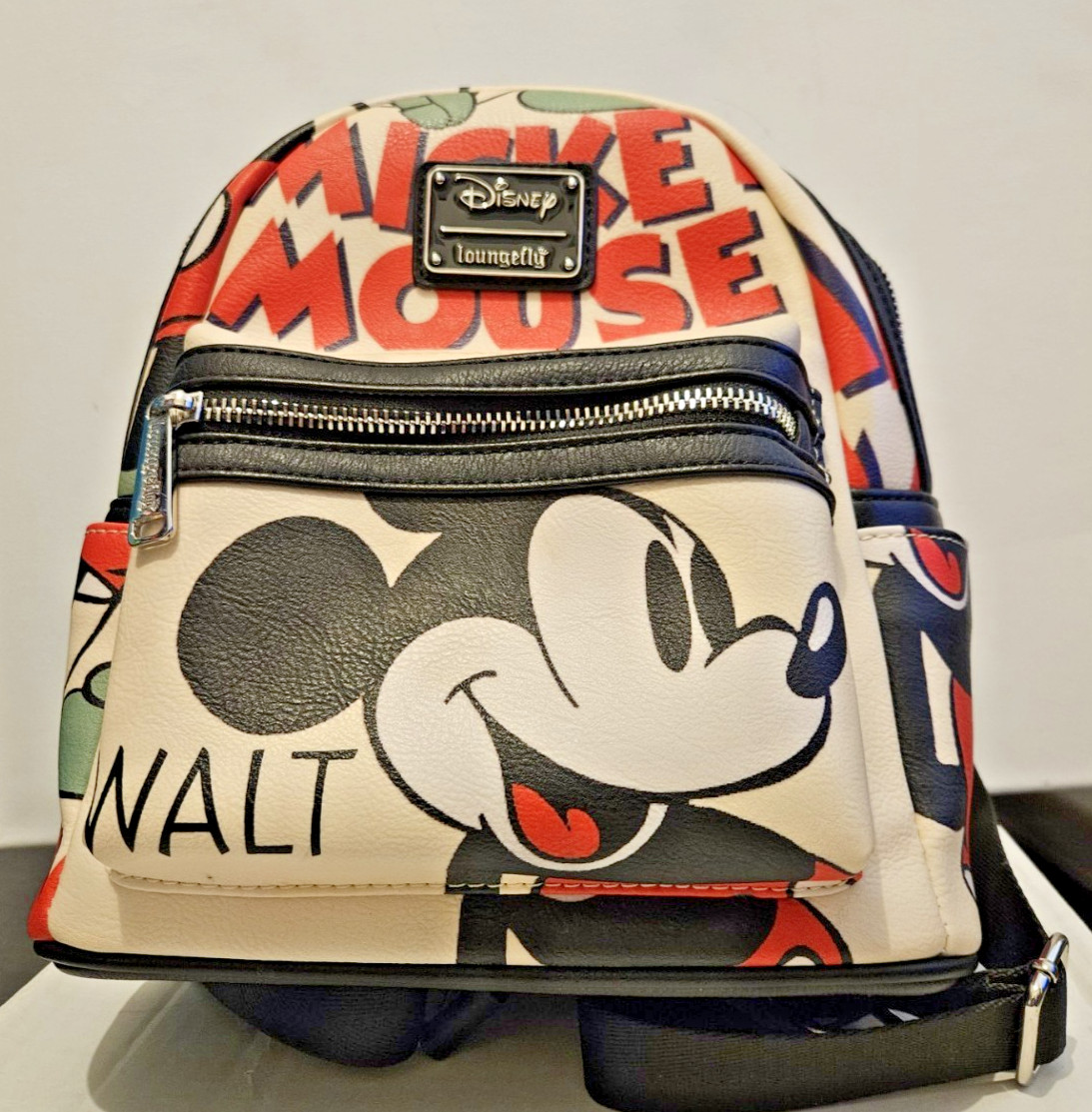 Disney Loungefly Mickey Mouse Walt Retro Sketch Mini Backpack Faux Leather