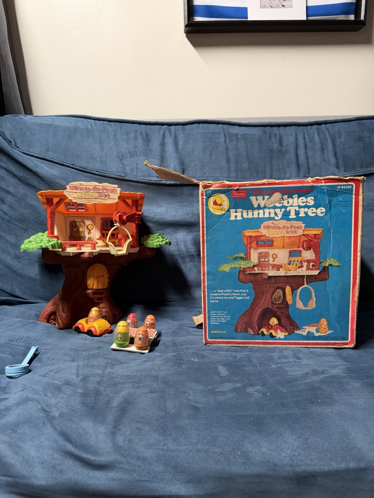 Vintage Sears Winnie The Poo Weebles Hunny Tree Original Box Complete Set 1970s