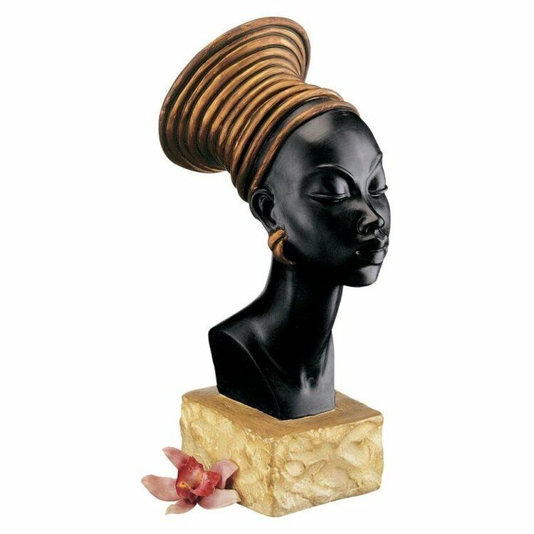Regal Queen of Nubia Sudan Royal Headdress African Woman Gallery Sculptural Bust