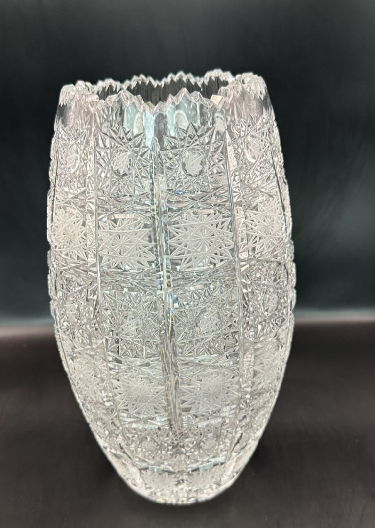 Vintage Bohemian Czech Handcut Crystal Glass Vase \