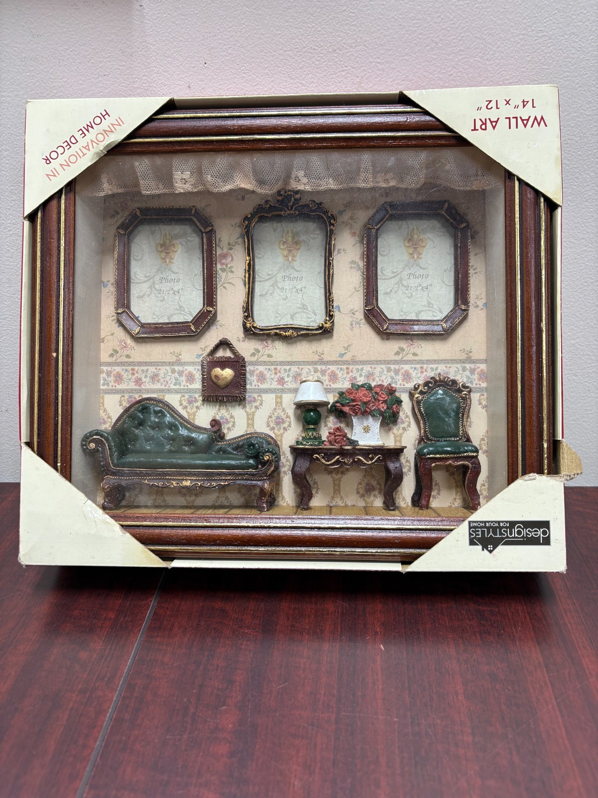 3D Victorian-style living room diorama shadow box