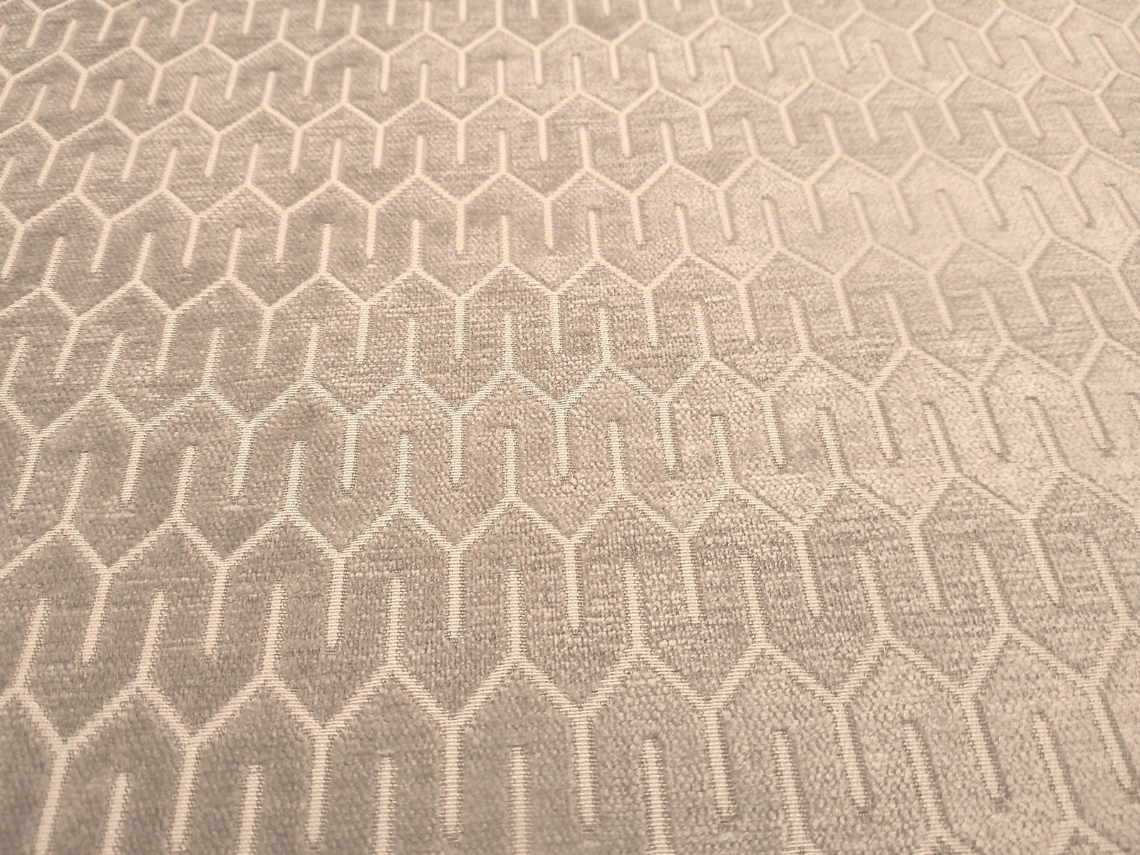 Kravat Geometric Velvet Jacquard Natural Beige 1+ Yard 34376-16  Tone on Tone