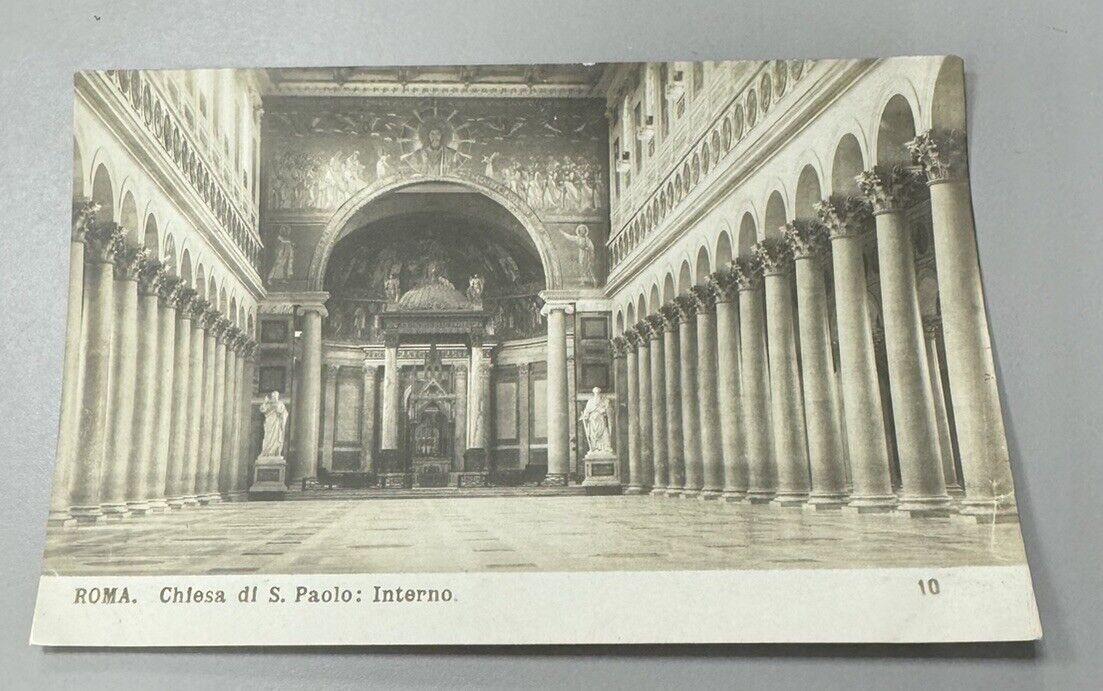 Vintage Rome Italy Interior Of St Paul’s Church Unused Postcard Rare Find