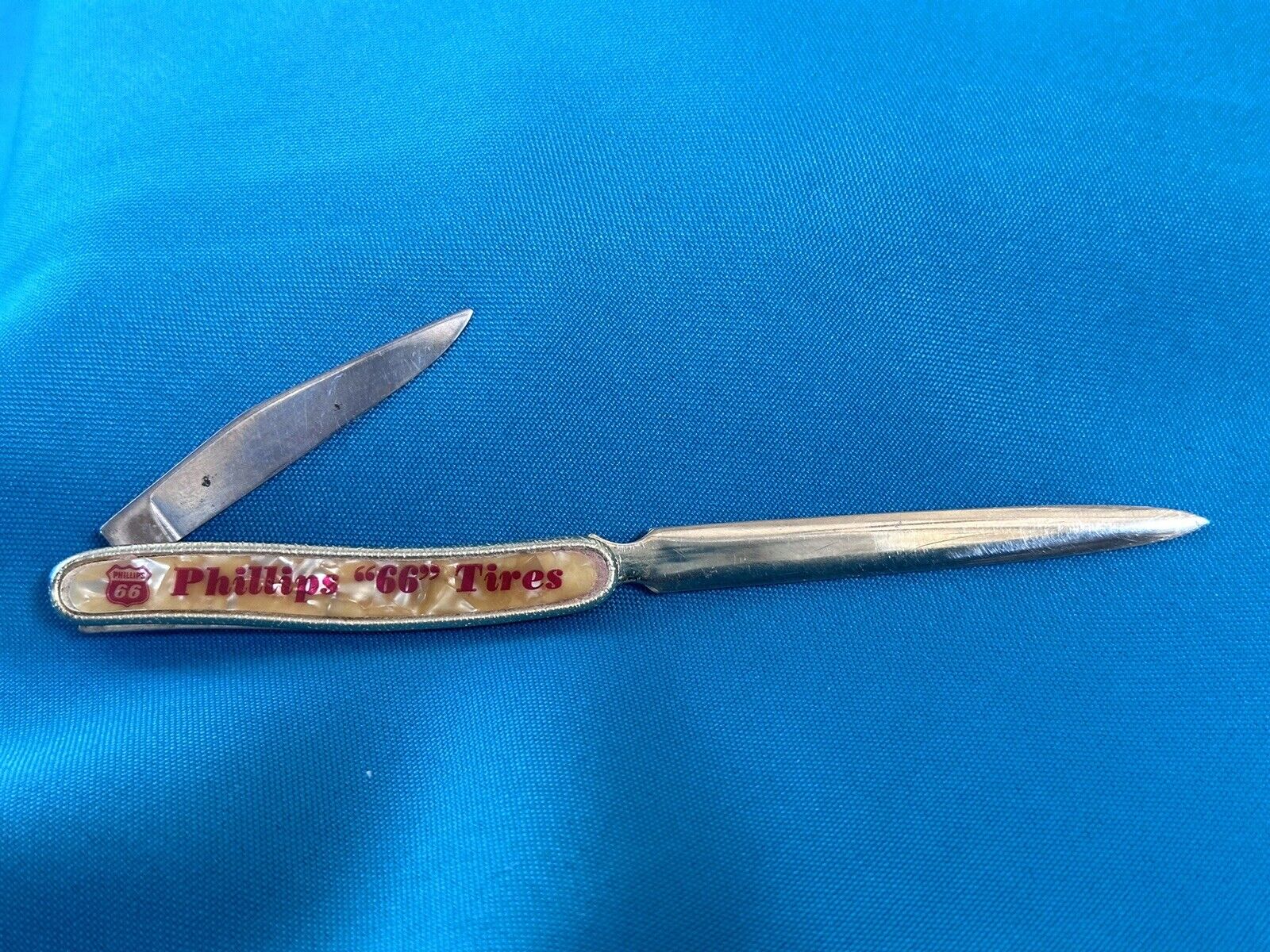 1950s Phillips 66 Tires Advertising Letter Opener and Colonial Prov USA Knife