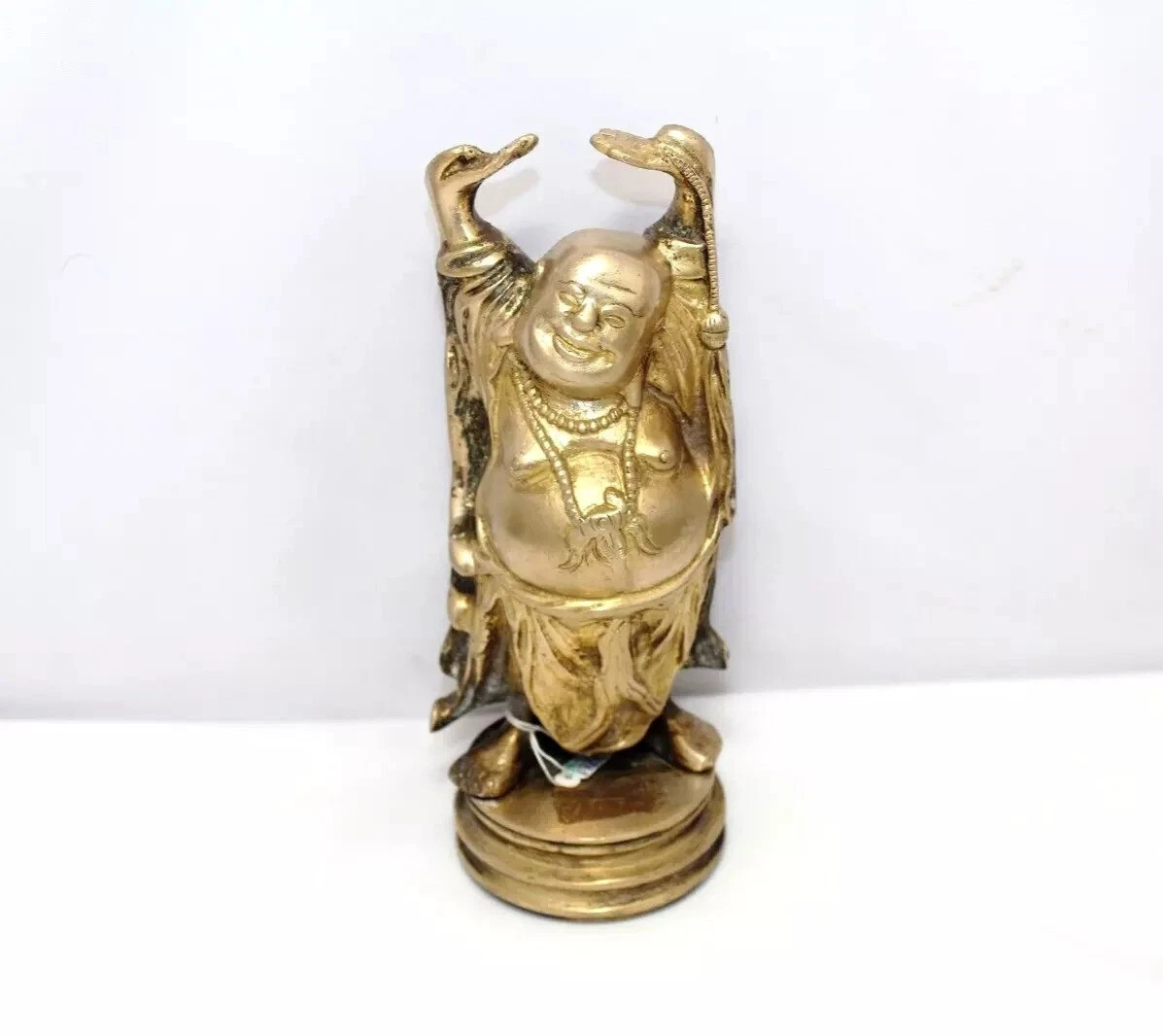 Brass Laughing Buddha Feng Shui Statue Figurine Luck Hand Engraved Decor