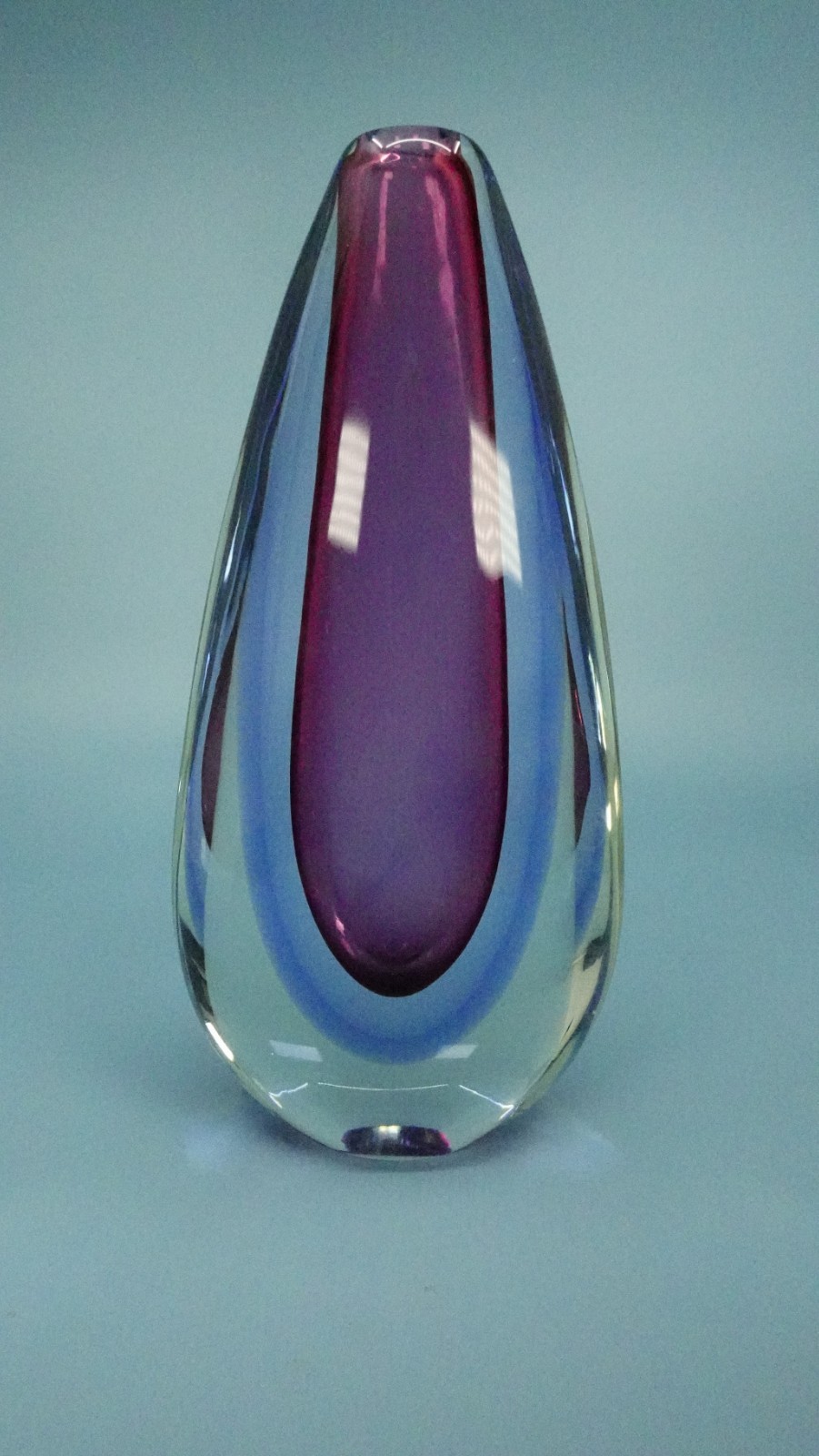 Rare 1970's Oball Murano teardrop vase, encased, 9.25