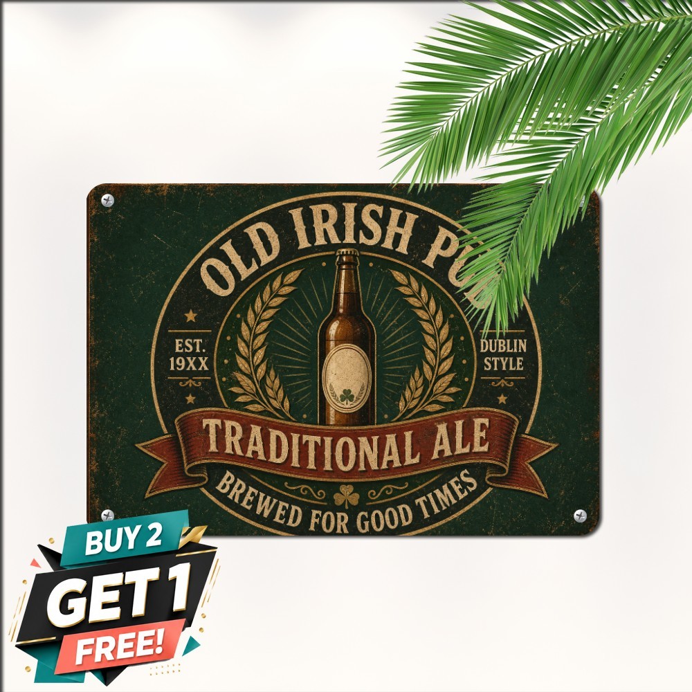Authentic Irish Red Ale Draft Pub Tavern Saloon Plaque Metal Wall Tin Sign