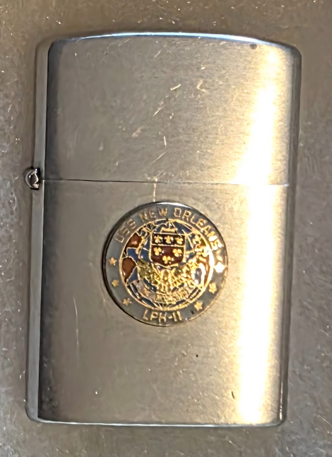 Vintage Metal Lighter, USS New Orleans LPH-11, Amphibious Assault Ship, Navy