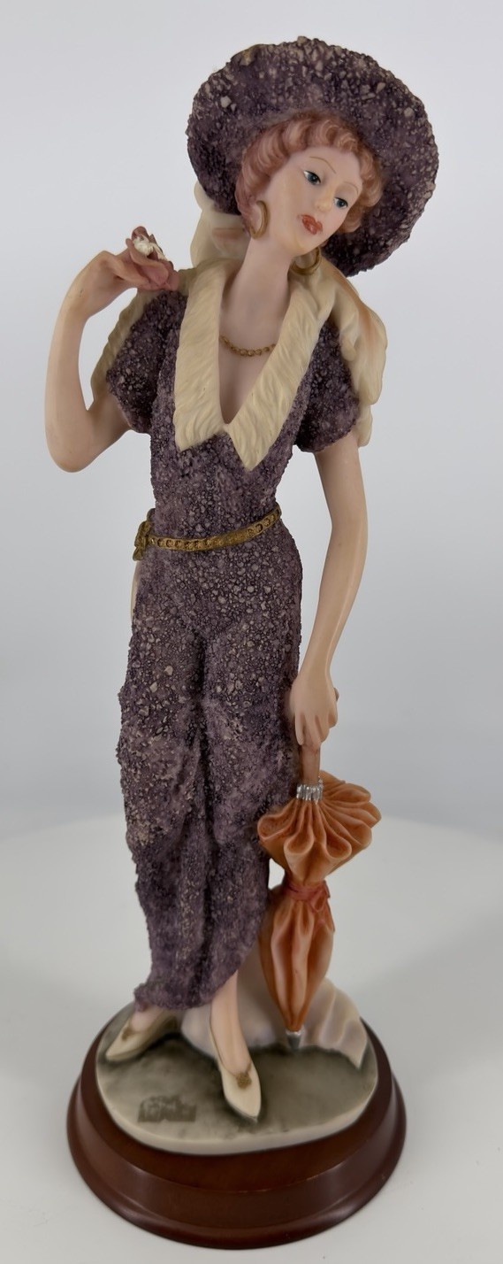 Rare Giuseppe Armani Figurine “ Lady In Purple Dress With Umbrella “