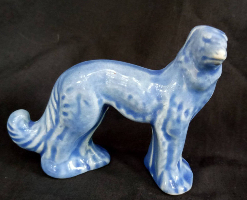 STANGL WOLFHOUND  BORZOI pottery dog figurine 1930s BLUE
