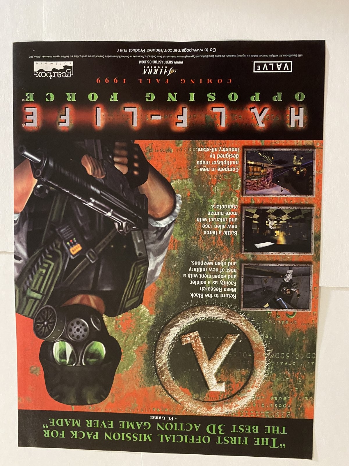 Half-Life Opposing Force PC 1999 Valve Gearbox Print Ad Poster