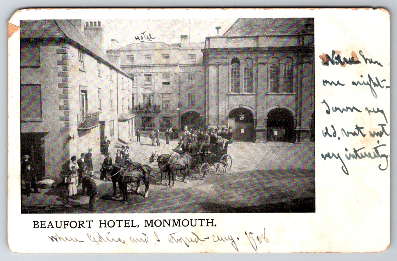 c1960s Beaufort Hotel Monmouth Stagecoach Vintage Postcard