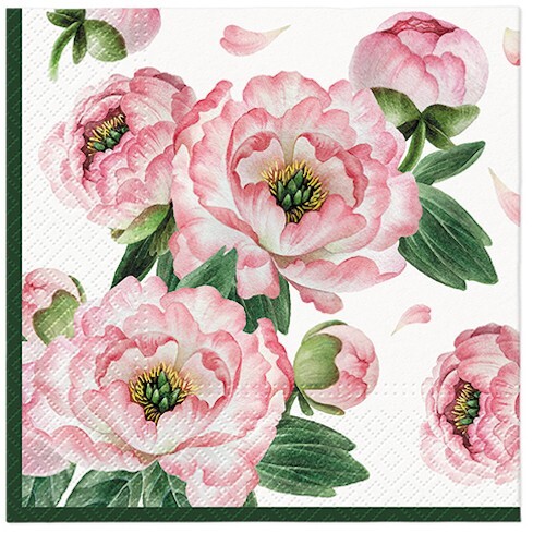 Paper Luncheon Decoupage Napkins Garden Spring Flowers Peonies - Two Napkins