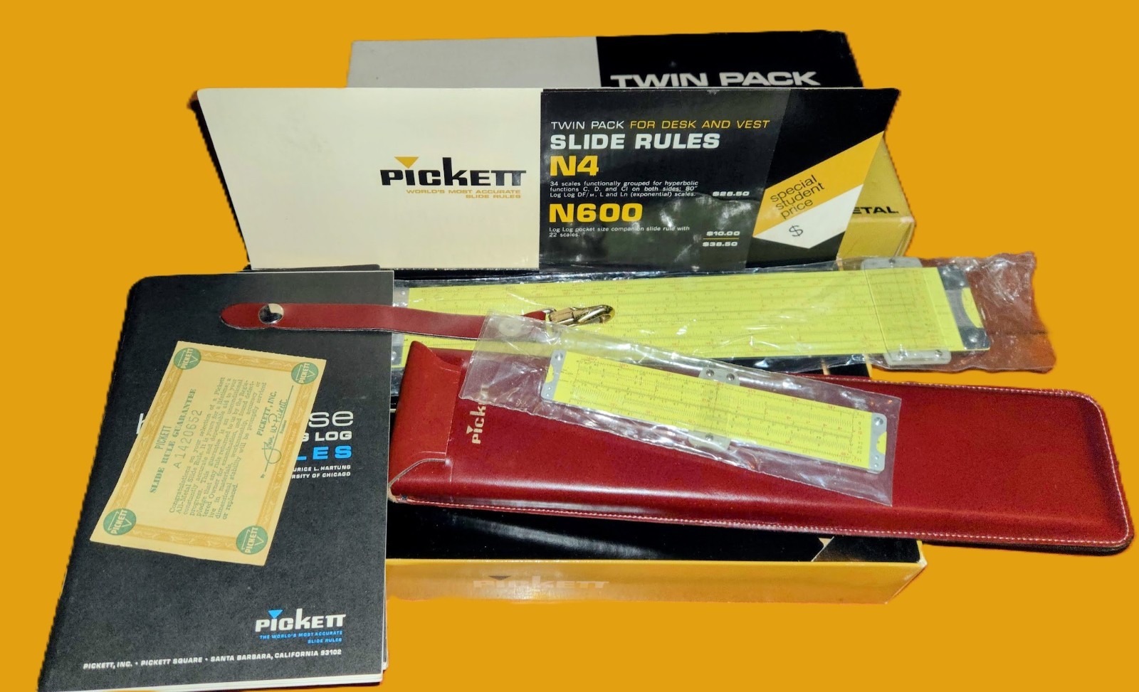 Pickett Twin Pack All-Metal Slide Rules N600 ES & N4 ES NOS Picket Slide Rule