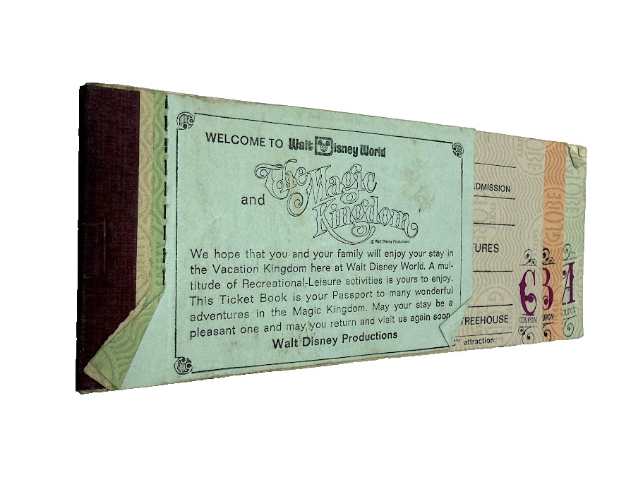 1971-72 Walt Disney World Adult Magic Key Ticket Book A B C Coupons $4.75