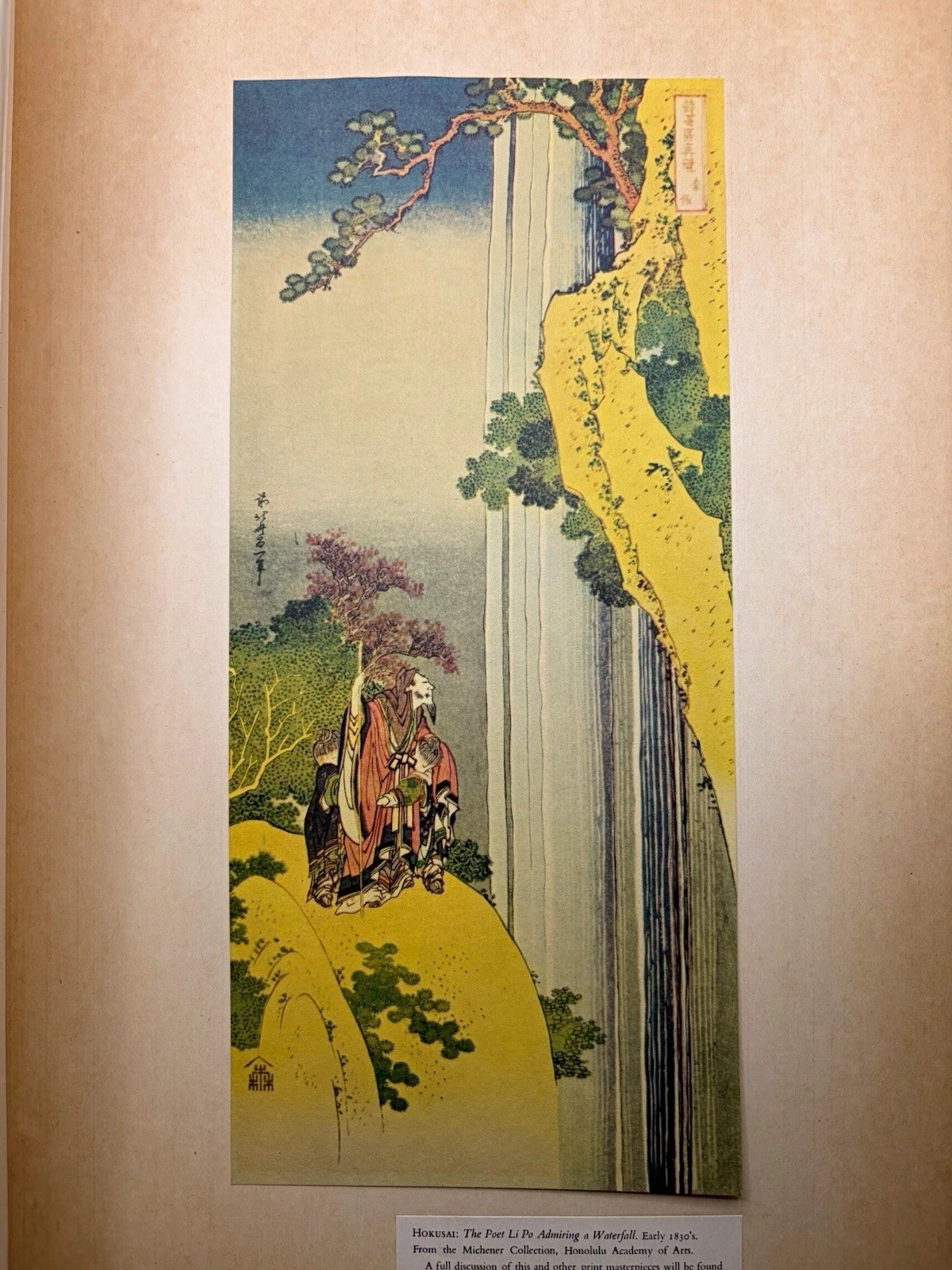 Hokusai The Poet Li Po Admiring a Waterfall Japanese Art Print