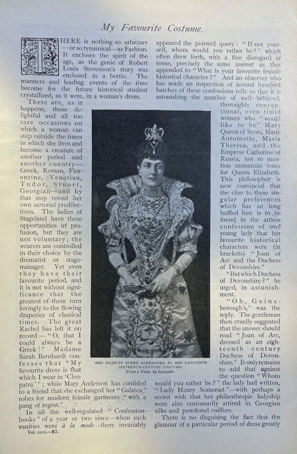 1903 Favorite Costumes of Royalty Queen Alexandra Countess of Warwick