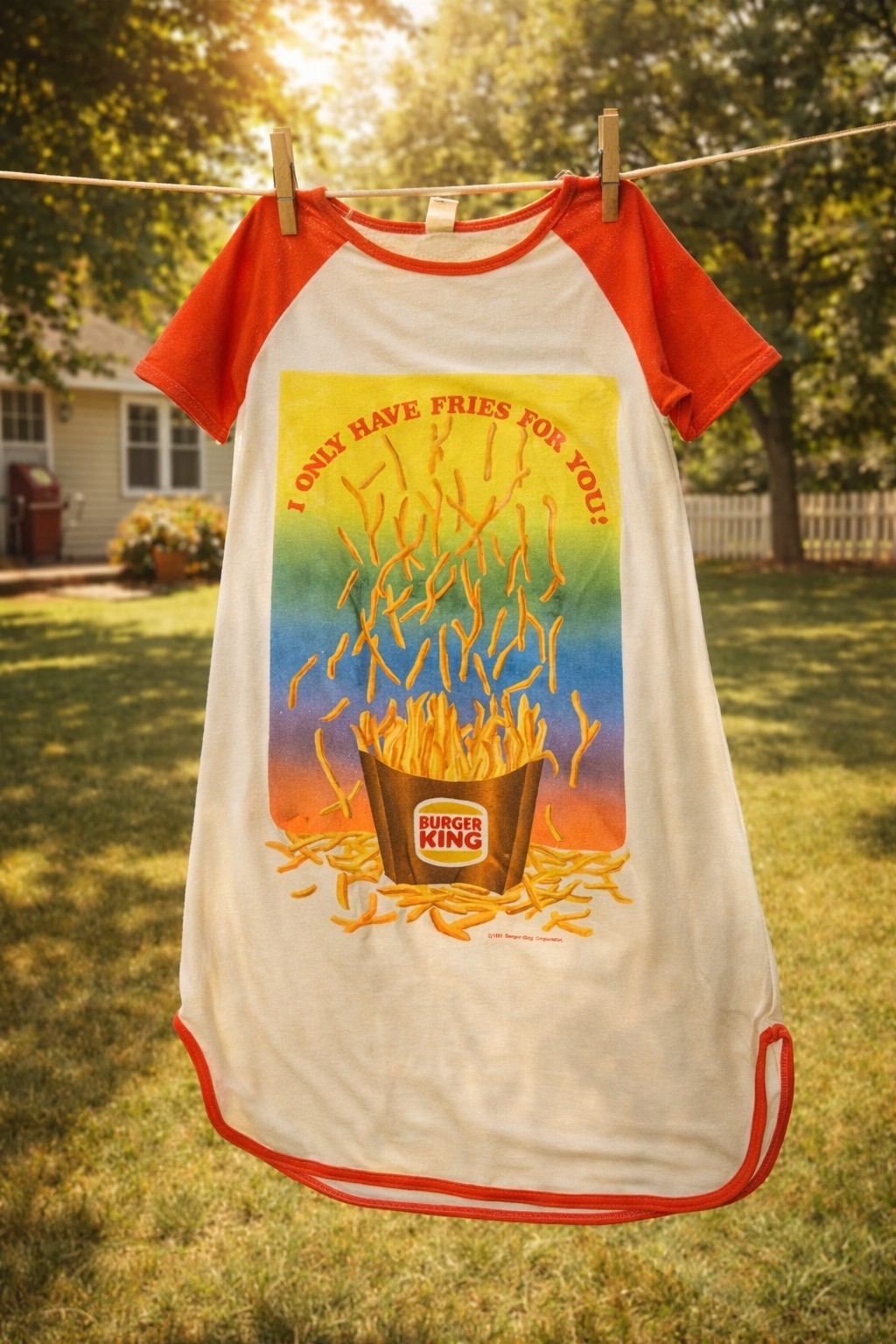 Vintage 1981 Burger King Fries Nightgown Shirt ILGWU USA Rare Medium
