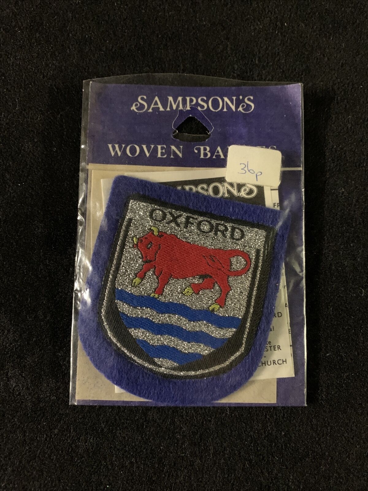 Vintage NEW Oxford Woven Sampson Souvenir Patch England UK