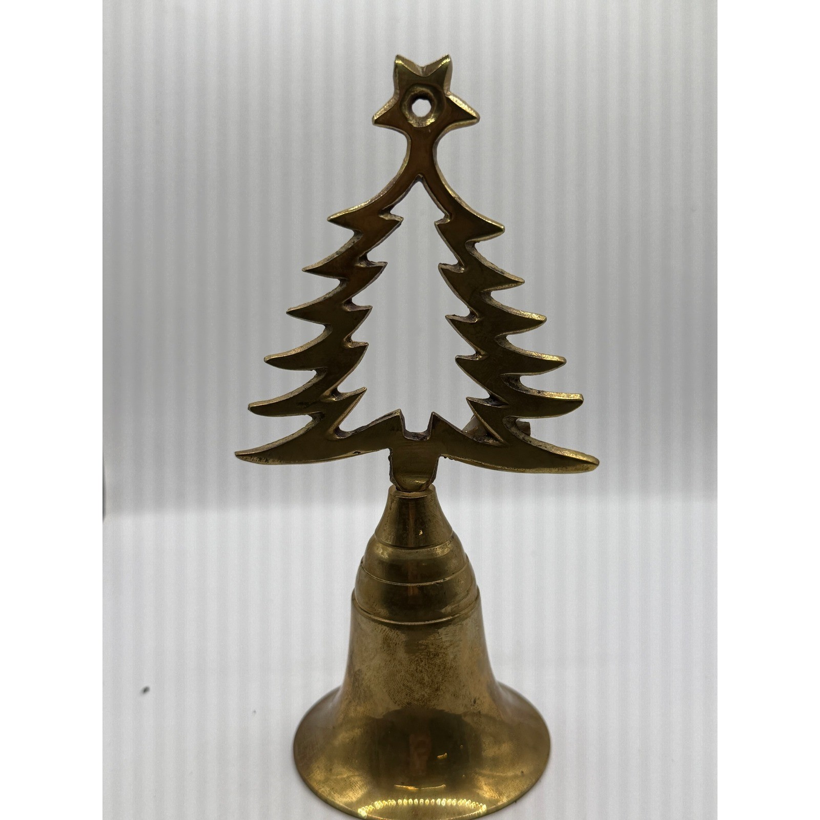 Liards Ltd Brass Christmas Bell Tree Star Handle India Vintage Holiday Decor