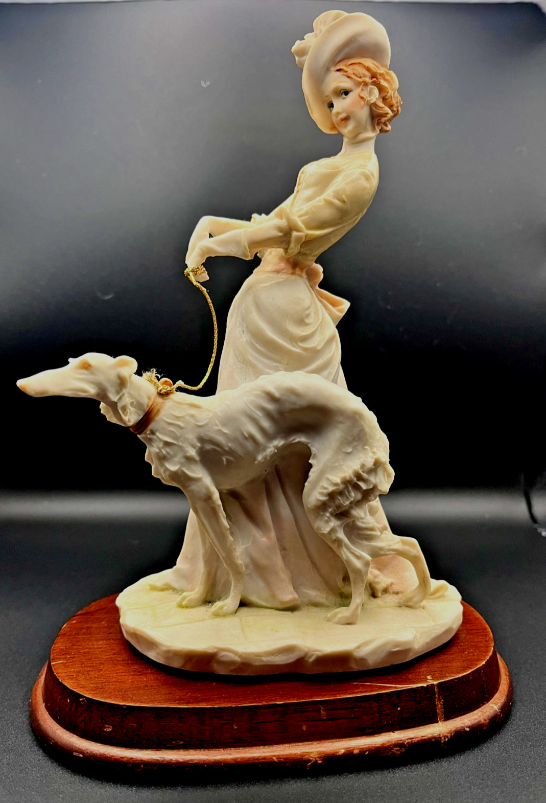 Vtg 1985 Arnart Pucci Figurine Les Femmes Victorian Lady Walking Borzoi Dog base
