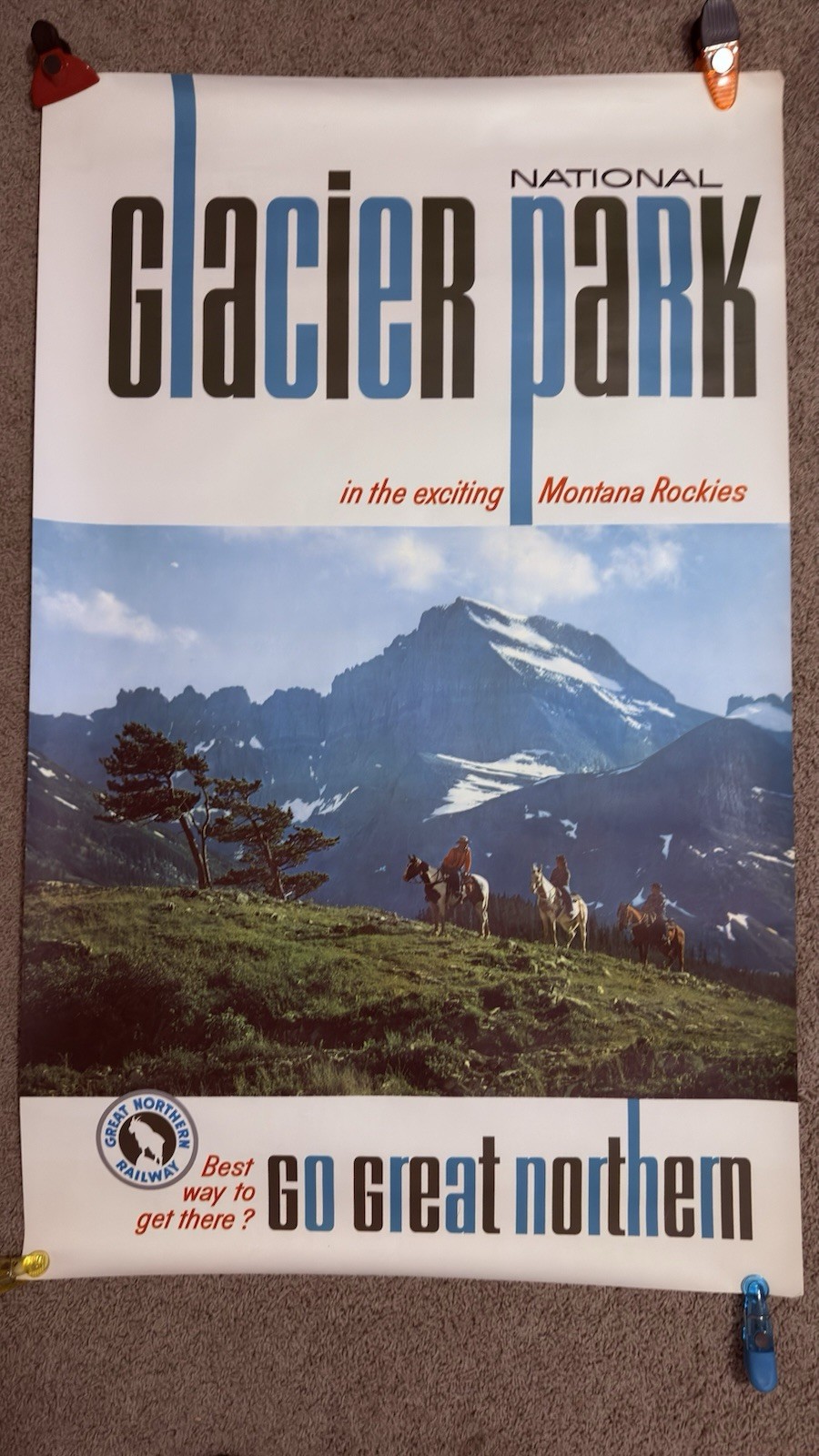 Vintage Northern Pacific Glacier Park. Montana Rockies Railroad Poster  NM