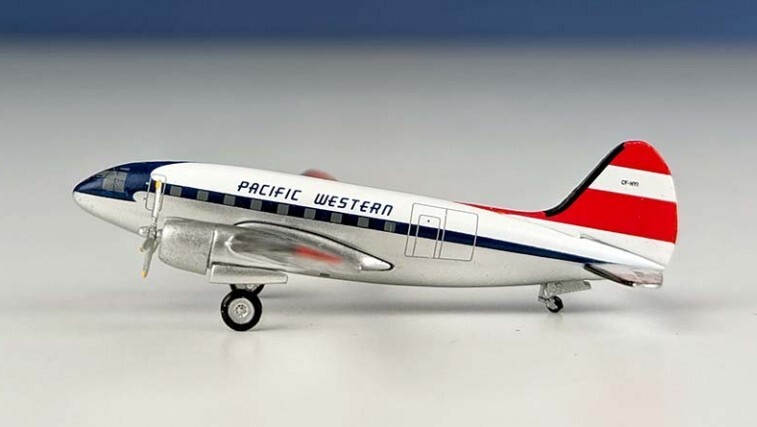 Aeroclassics AC411184 Pacific Western Curtiss C-46 CF-HYI Diecast 1/400 Model