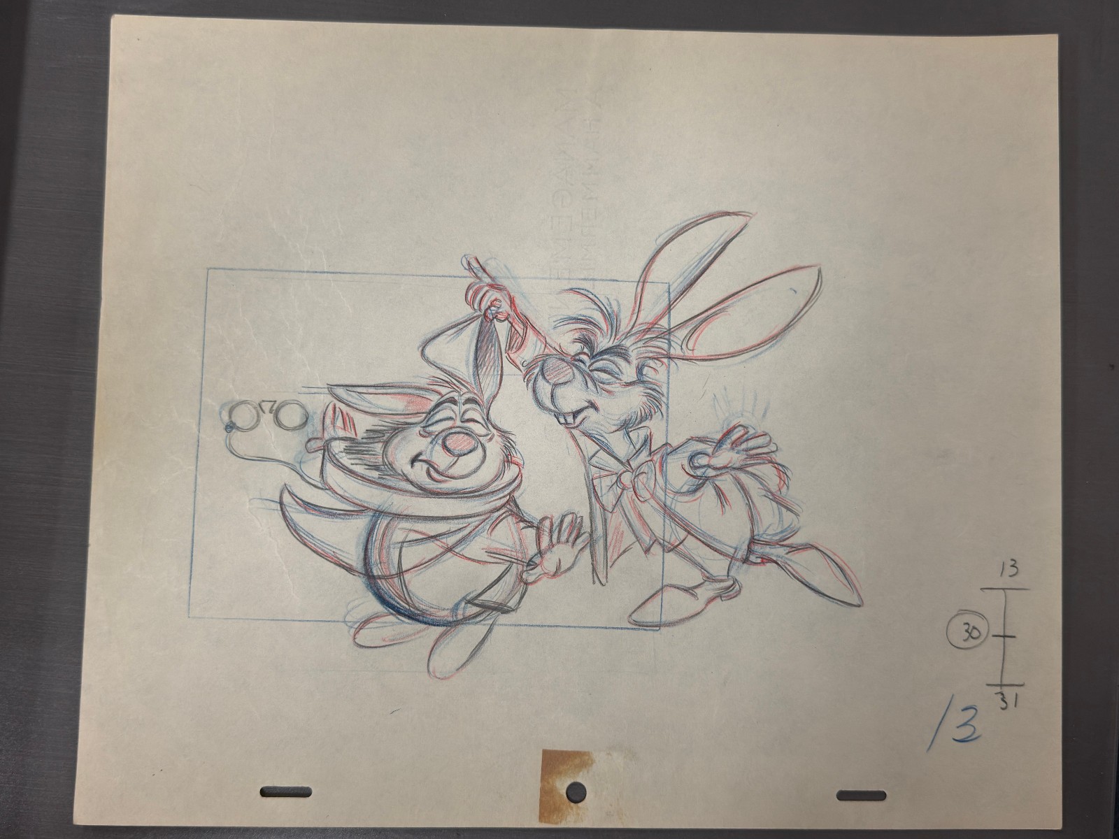 Alice in Wonderland Storyboard March Hare Disney Original Animation Drawing