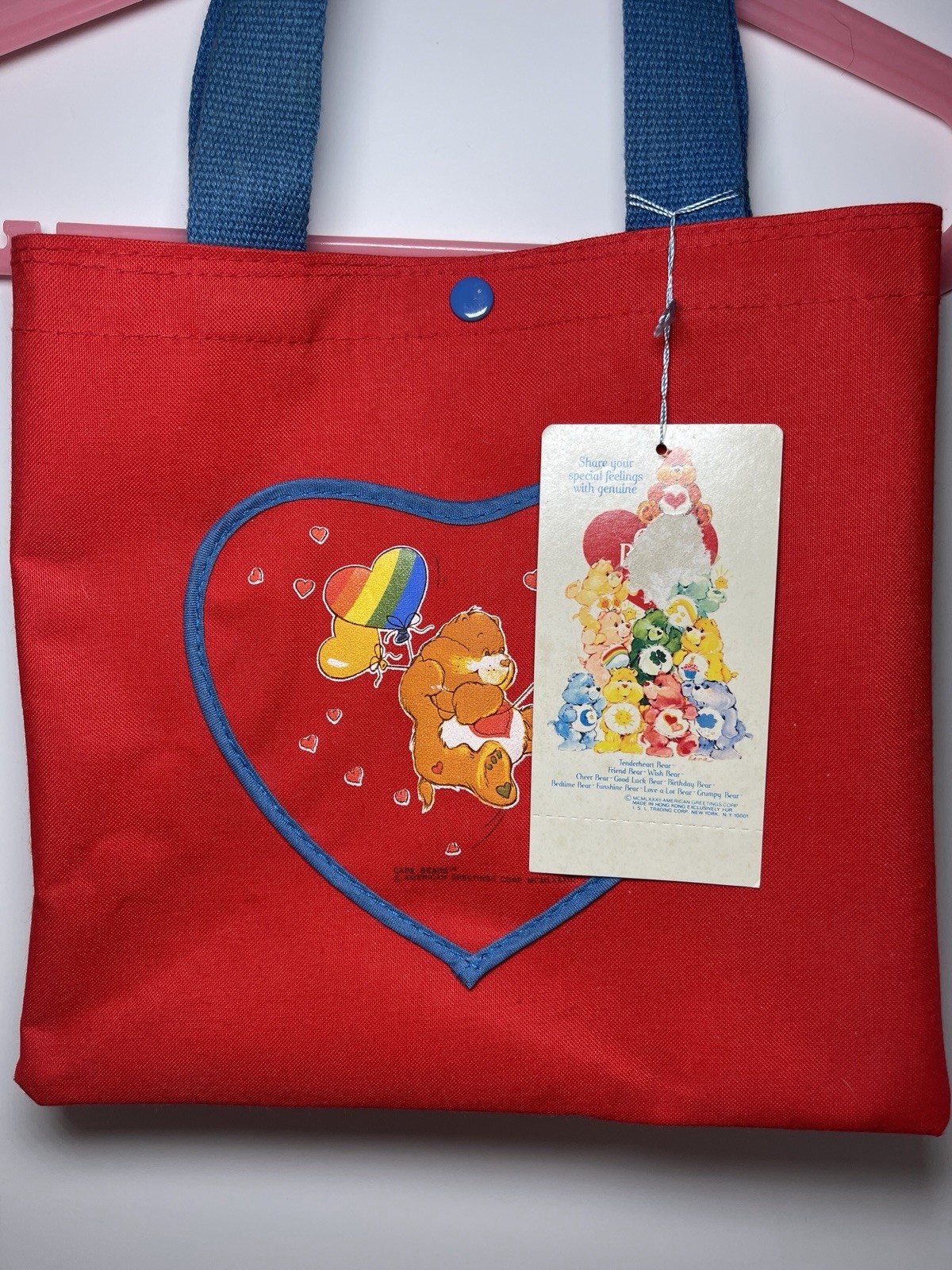 NWT Vintage 80s Care Bears Tote Bag American Greetings Red New OLD STOCK