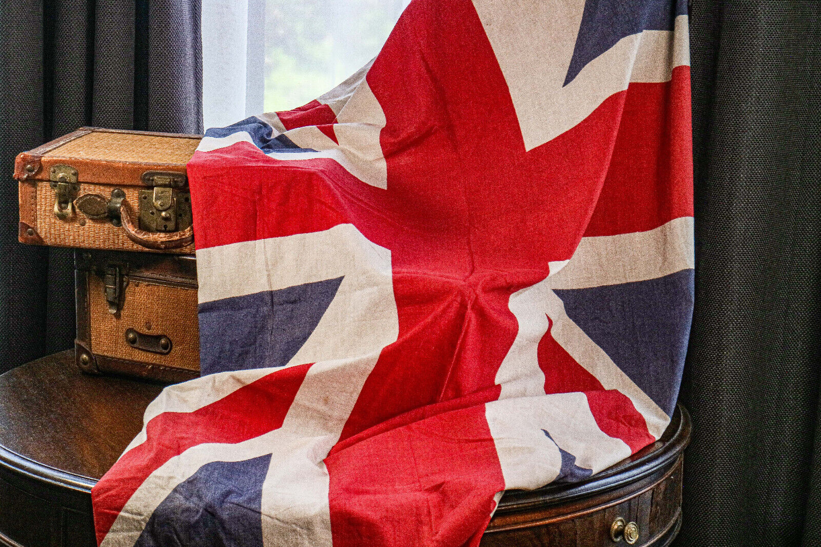 Impressive Large Vibrant Antique British Union Jack Flag Wall Decor