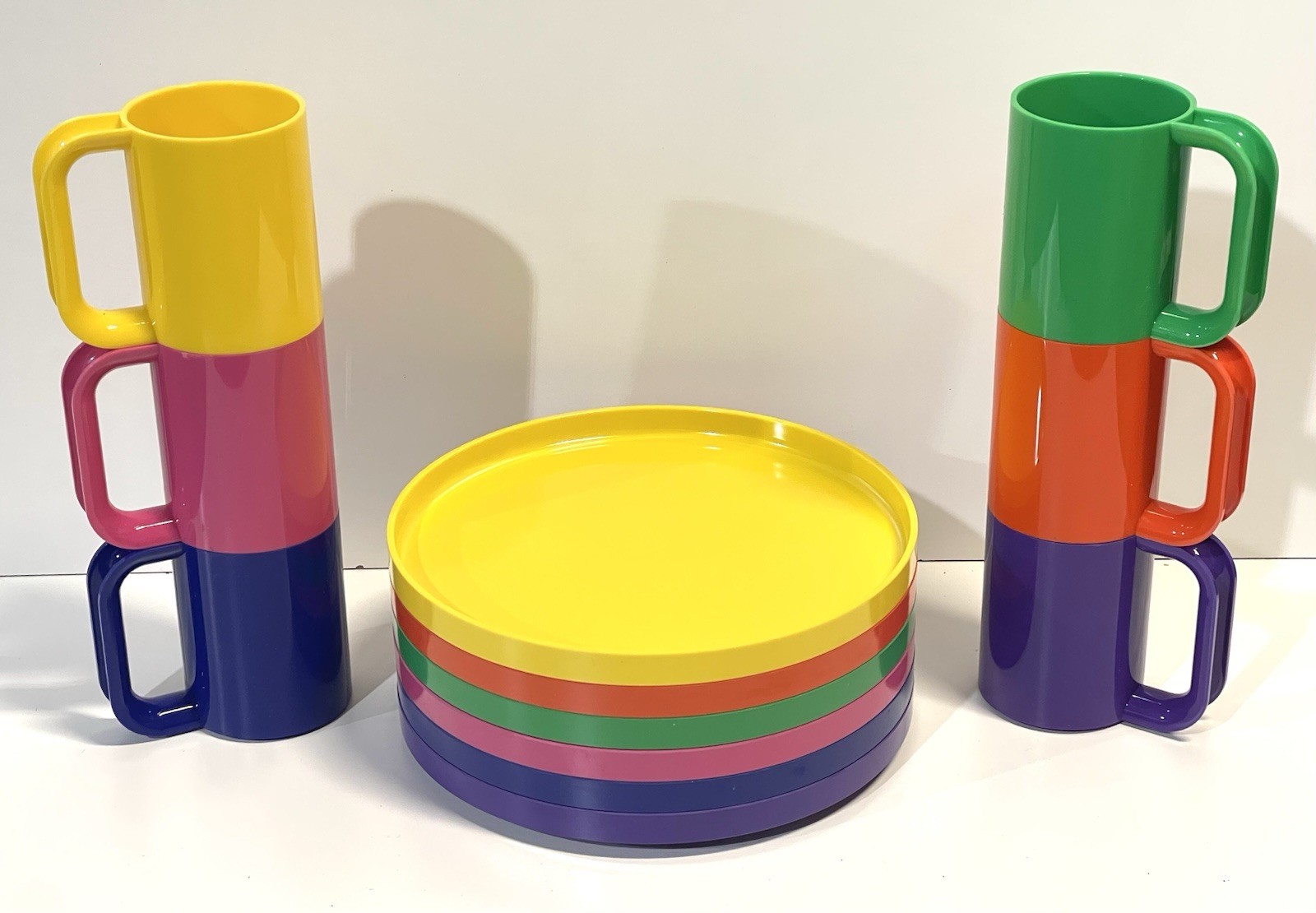 Vintage Heller Rainbow Max Set Of Six Plates And Mugs Massimo Vignelli #2 Vintage Heller Rainbow Max Set Of Six Plates And Mugs Massimo Vignelli #2