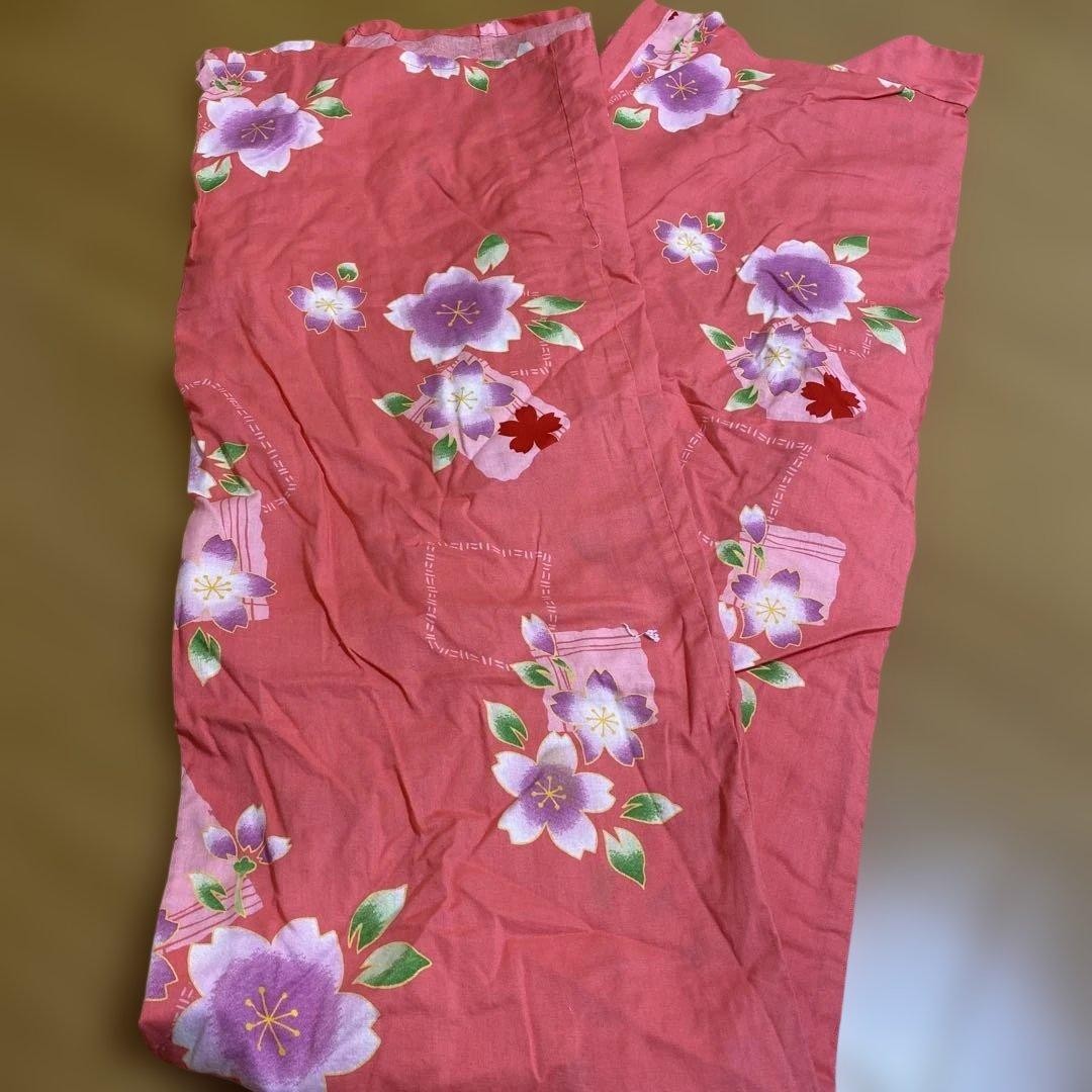 Yukata Pink Flower Sakura Pattern Kimono Style Summer Wear Size 160cm