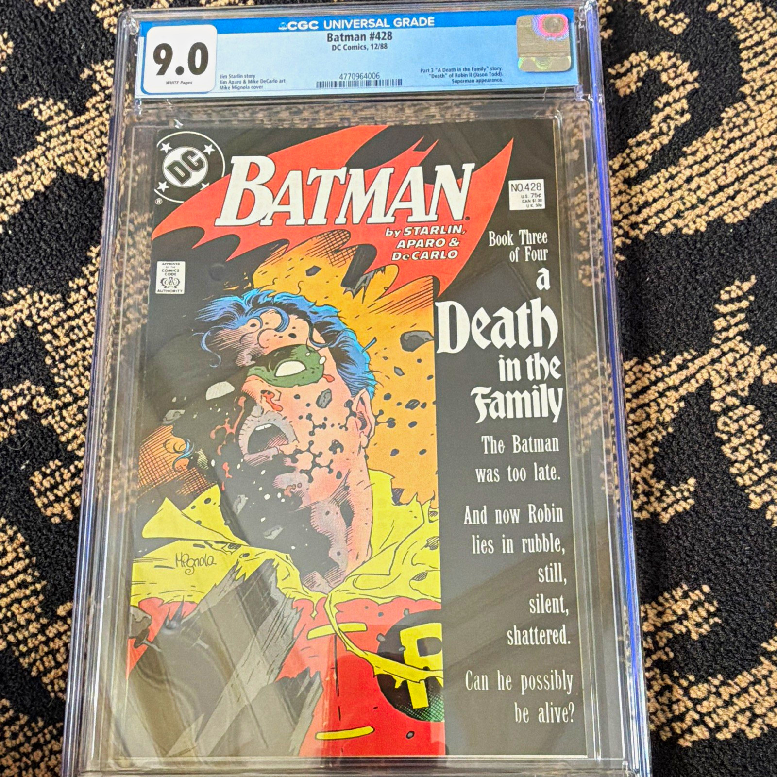 Batman #428 CGC 9.0 (1988) White Pages A Death in the Family Very Hot