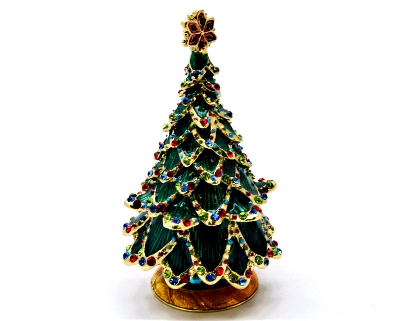Bejeweled Christmas Tree Trinket Box by Ciel Hand Set Swarovski Crystal & Enamel