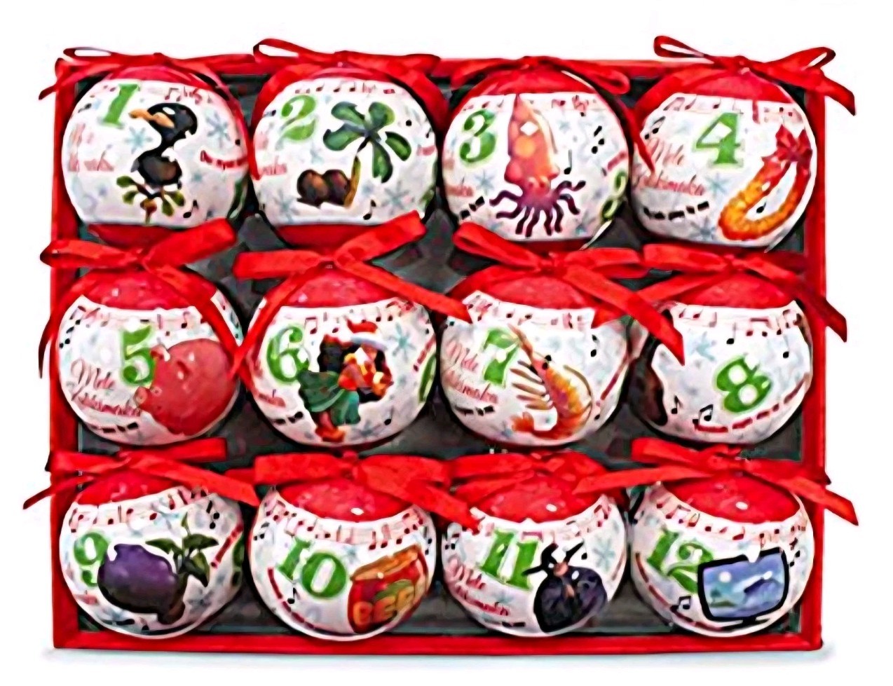 Island Heritage Mele Kalikimaka Hawaiian Style 12 Days Of Christmas Ornament Set