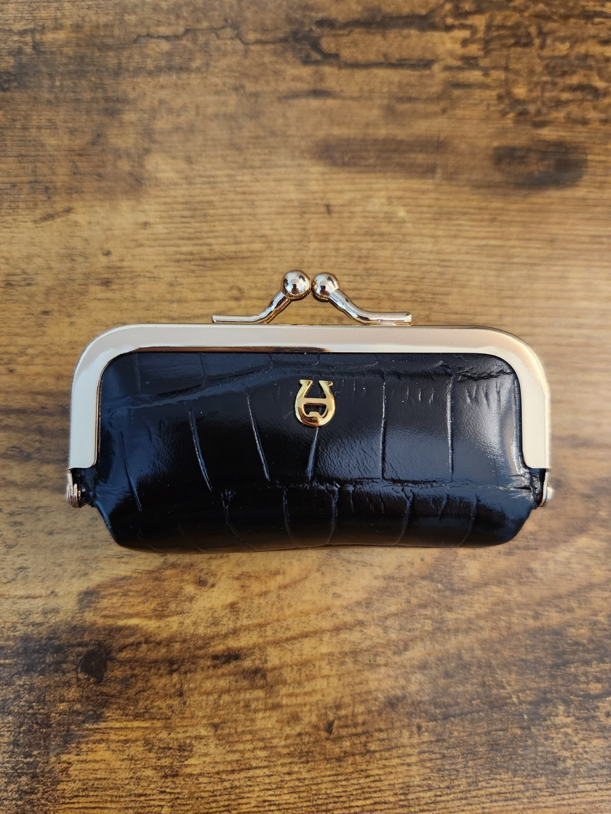 Vintage ETIENNE AIGNER Black Leather Lipstick Case with Mirror New In Package